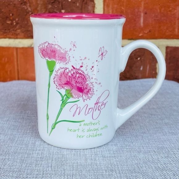 Coffee Mug Saying A Mother's Heart is Always With Her Children 12 oz Pink Flower - Picture 2 of 6